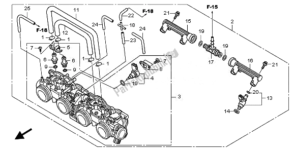 Tutte le parti per il Corpo Farfallato del Honda CB 600 FA Hornet 2008