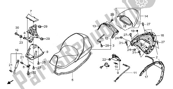 Toutes les pièces pour le Siège Et Becquet Arrière du Honda NSS 250S 2011