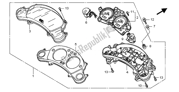 Alle onderdelen voor de Meter (kmh) van de Honda CBF 600 SA 2010