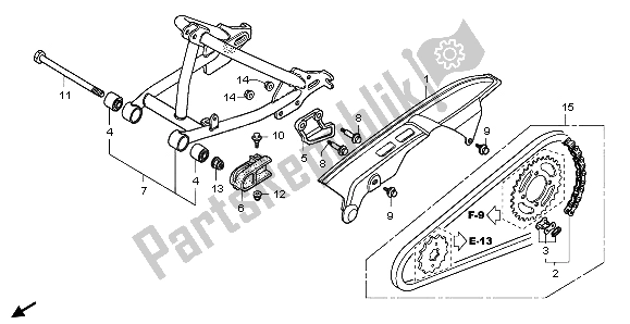 All parts for the Swingarm of the Honda CRF 50F 2007