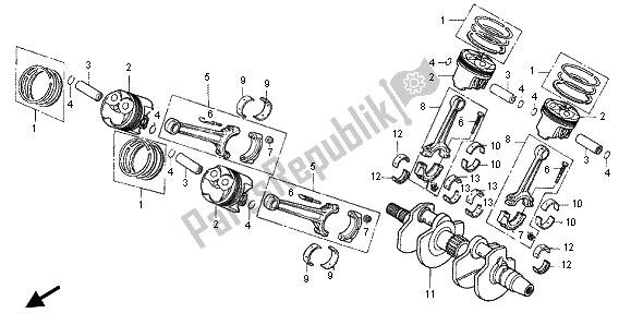 All parts for the Crankshaft & Piston of the Honda RVF 400R 1996