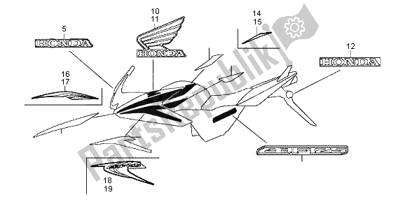 All parts for the Mark & Stripe of the Honda CBF 125M 2013