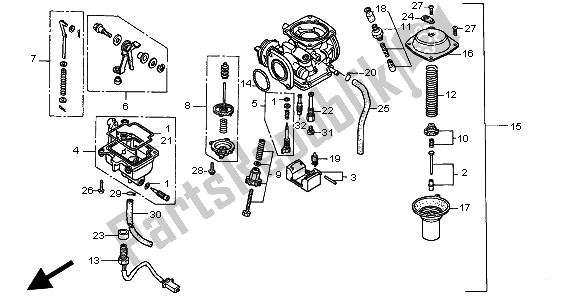 All parts for the Carburetor of the Honda CMX 250C 1998