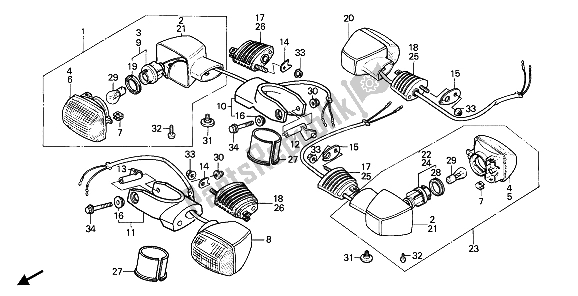 All parts for the Winker of the Honda XBR 500S 1988