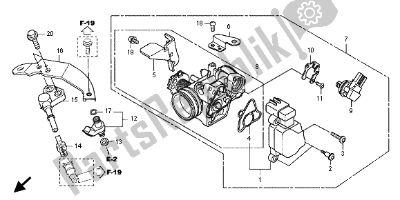 All parts for the Throttle Body of the Honda SH 300 RA 2012