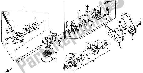 All parts for the Oil Pump of the Honda GL 1500 SE 1995