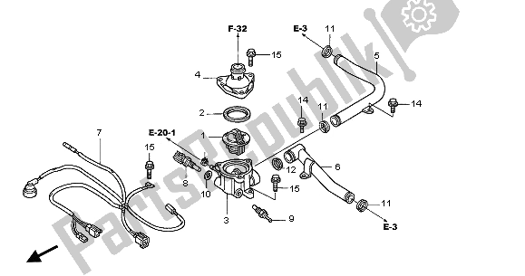 All parts for the Water Pipe & Thermostat of the Honda GL 1500C 2001