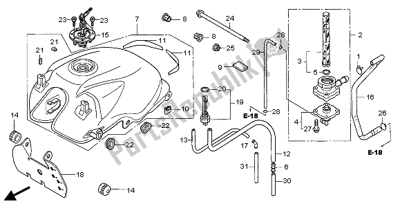 All parts for the Fuel Tank of the Honda CBF 600S 2006