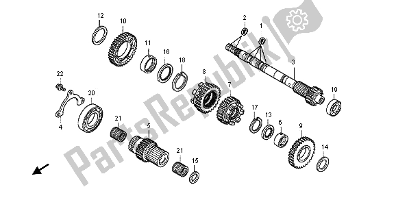 All parts for the Transmission (mainshaft) of the Honda NC 700 XD 2013