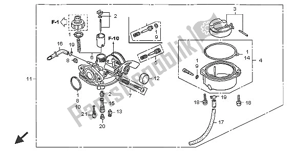 All parts for the Carburetor of the Honda CRF 70F 2005