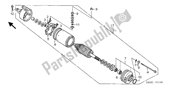 All parts for the Starting Motor of the Honda TRX 450 FE Fourtrax Foreman ES 2002