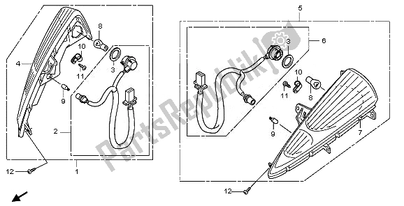 All parts for the Front Winker of the Honda SH 300A 2007