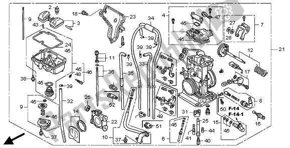 Alle onderdelen voor de Carburator van de Honda CRF 250X 2008