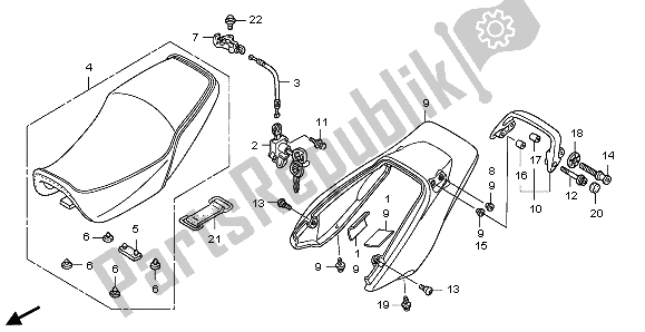 All parts for the Seat & Rear Cowl of the Honda CB 1300A 2007