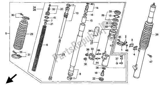 Toutes les pièces pour le Fourche Avant du Honda XR 600R 1994