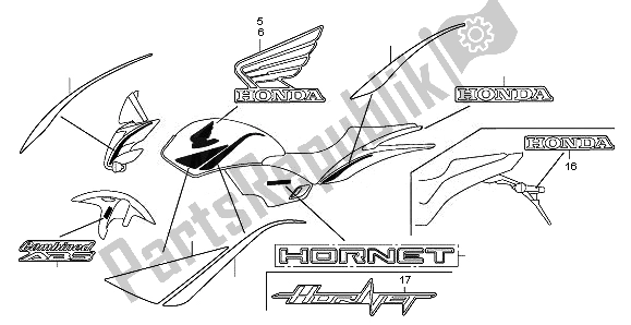 Alle onderdelen voor de Mark van de Honda CB 600F Hornet 2011