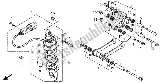 All parts for the Rear Cushion of the Honda GL 1800B 2013