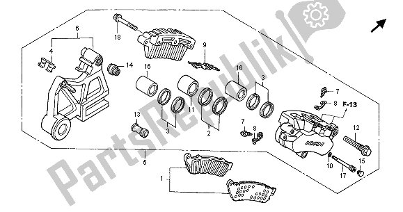 Alle onderdelen voor de Achter Remklauw van de Honda CBR 1100 XX 2005