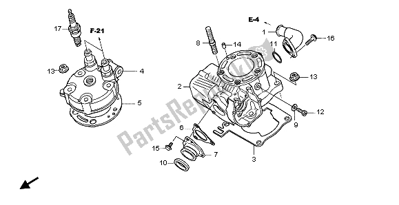 Todas las partes para Cilindro Y Culata de Honda CR 125R 2004