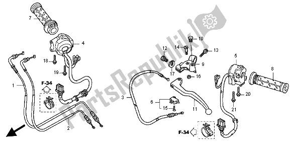 All parts for the Handle Lever & Switch Cable of the Honda CBR 600 FA 2012