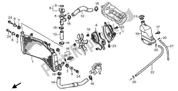 Alle onderdelen voor de Radiator van de Honda CBR 600F 1997