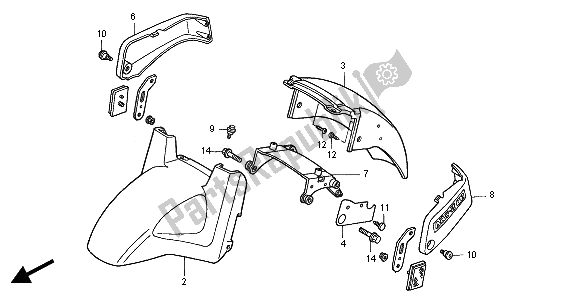 All parts for the Front Fender of the Honda ST 1100A 2000