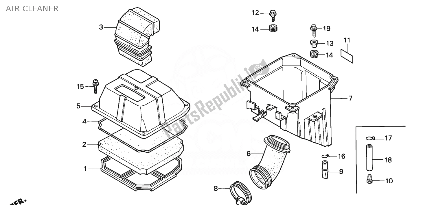 All parts for the Air Cleaner of the Honda NSR 125 1988