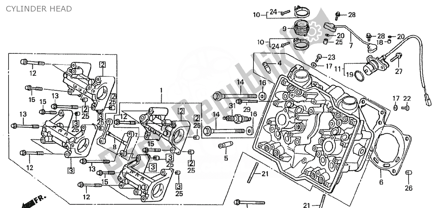 Todas as partes de Cabeça De Cilindro do Honda VFR 400 1988