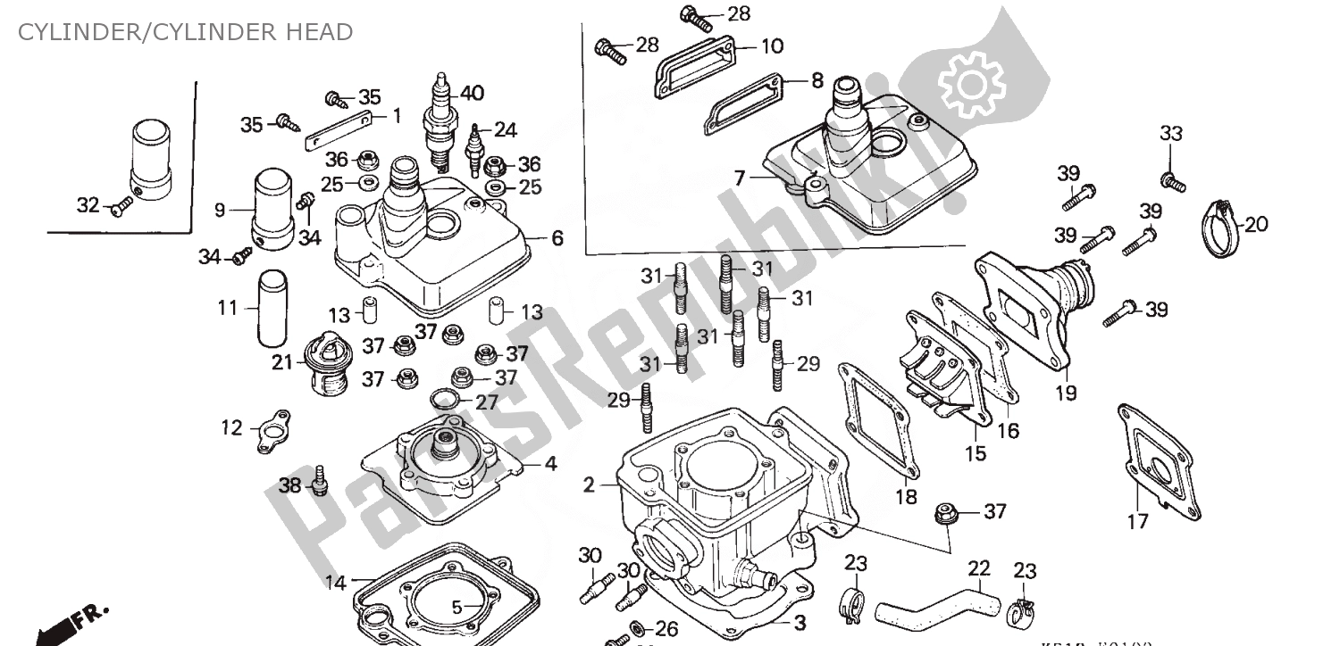 All parts for the Cylinder/cylinder Head of the Honda MTX 125 1983