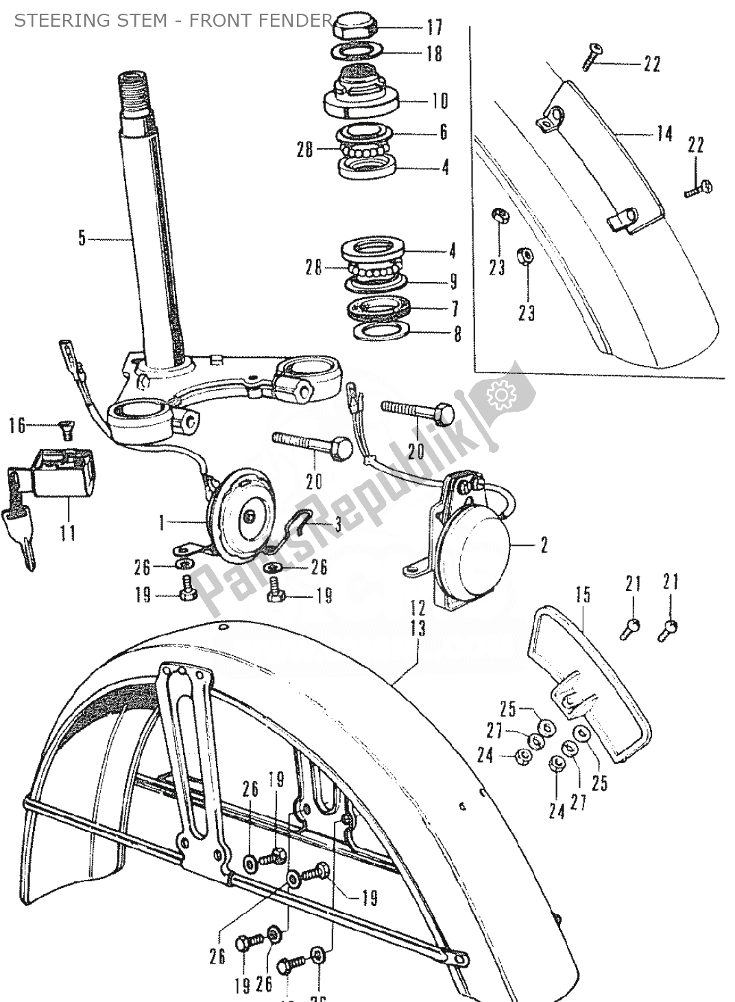 Wszystkie części do Steering Stem - Front Fender Honda SS 50 1950 - 2023