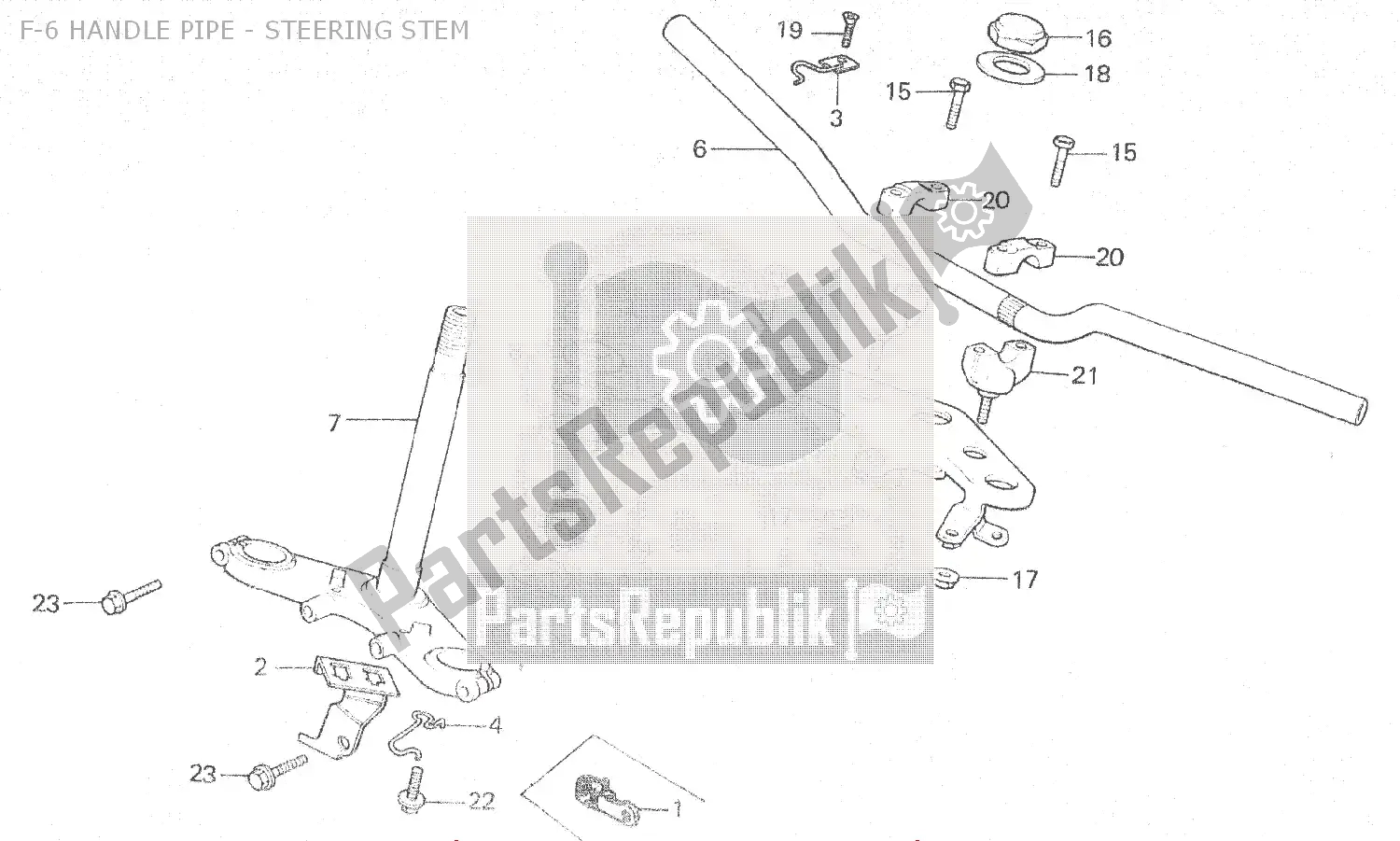 Tutte le parti per il F-6 Handle Pipe - Steering Stem del Honda MBX 80 1983