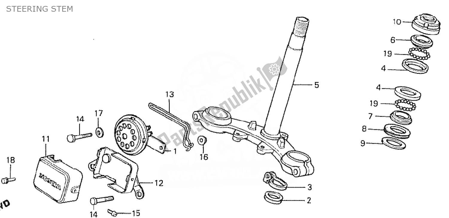 Tutte le parti per il Gambo Dello Sterzo del Honda MTX 50 1985