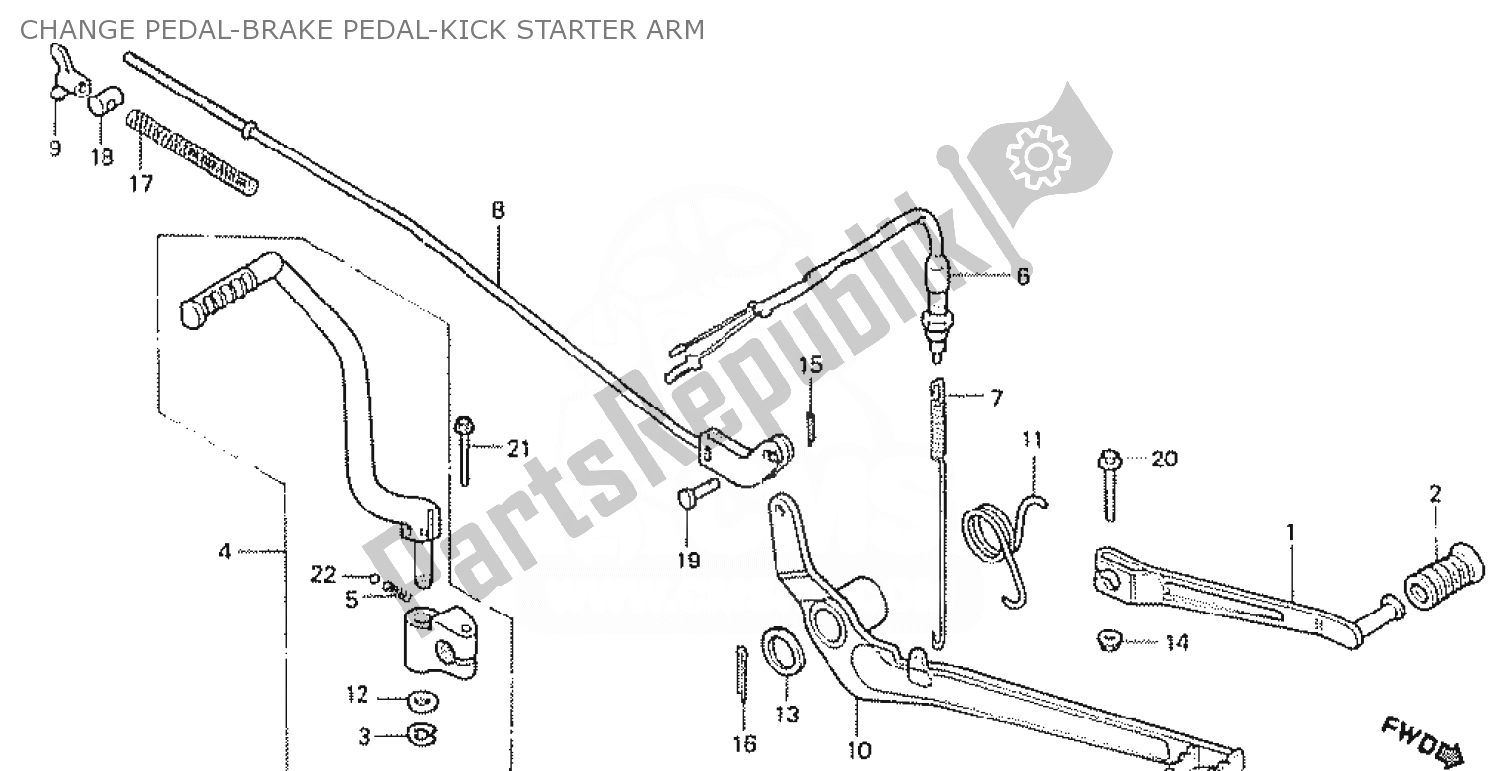 Tutte le parti per il Change Pedal-brake Pedal-kick Starter Arm del Honda MTX 50 1985