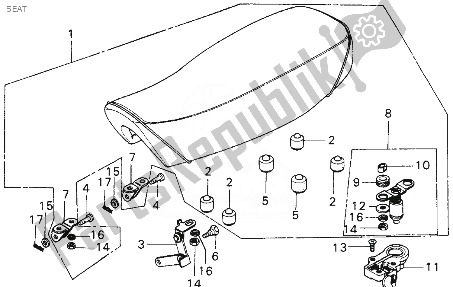 Tutte le parti per il Posto A Sedere del Honda MT 125 1974