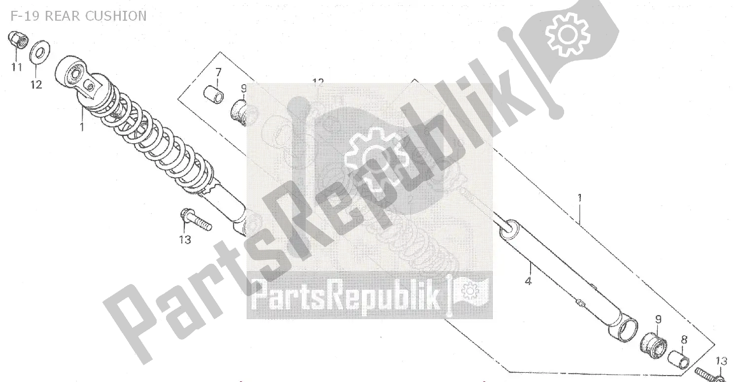 All parts for the F-19 Rear Cushion of the Honda MB 80 1981