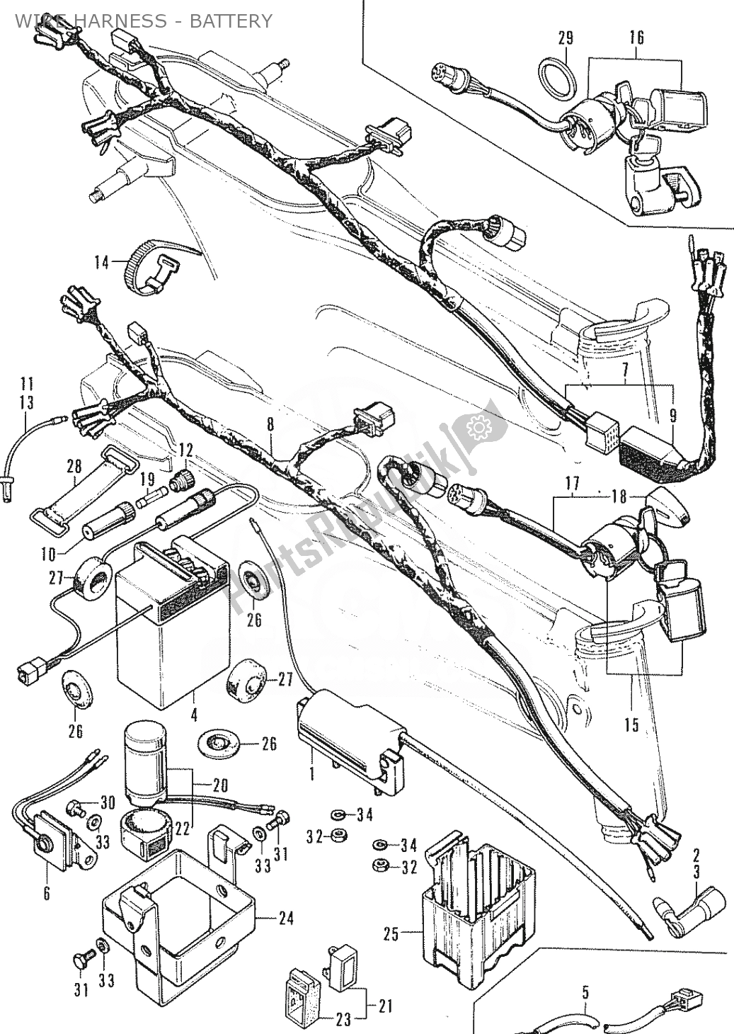 Todas as partes de Wire Harness - Battery do Honda ST 70 DAX 1950 - 2023