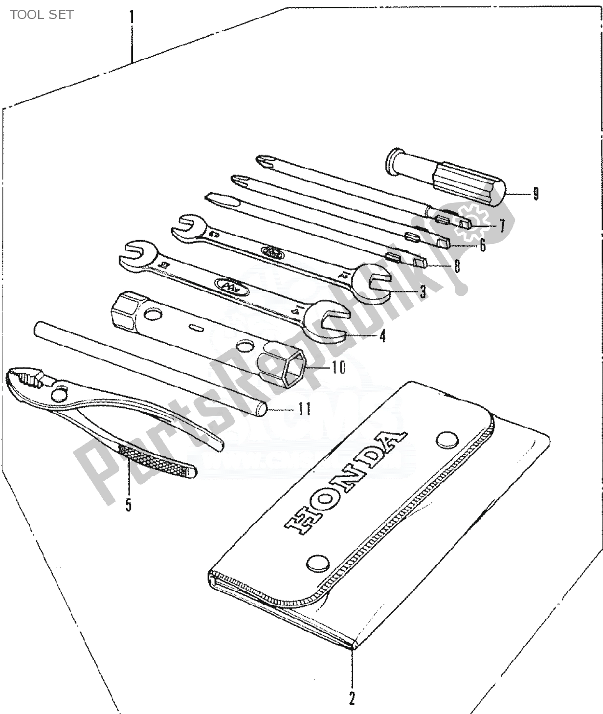 All parts for the Tool Set of the Honda SS 50 1950 - 2023