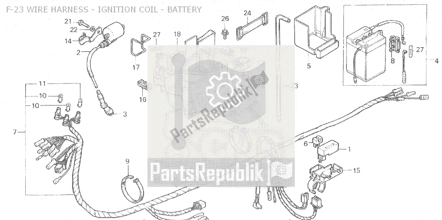 Toutes les pièces pour le F-23 Wire Harness - Ignition Coil - Battery du Honda MB 80 1981