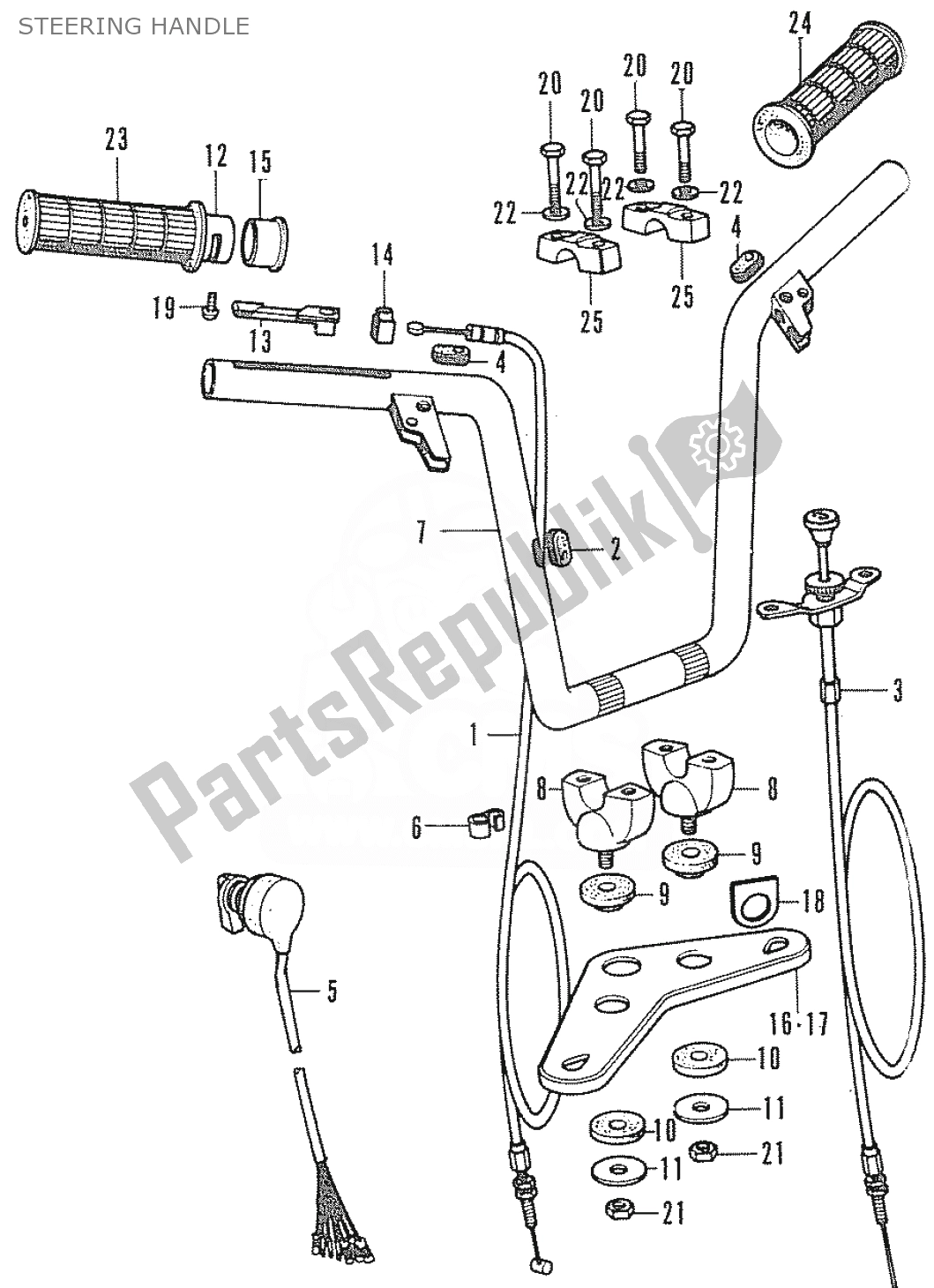All parts for the Steering Handle of the Honda CF 70 Chaly 1950 - 2023