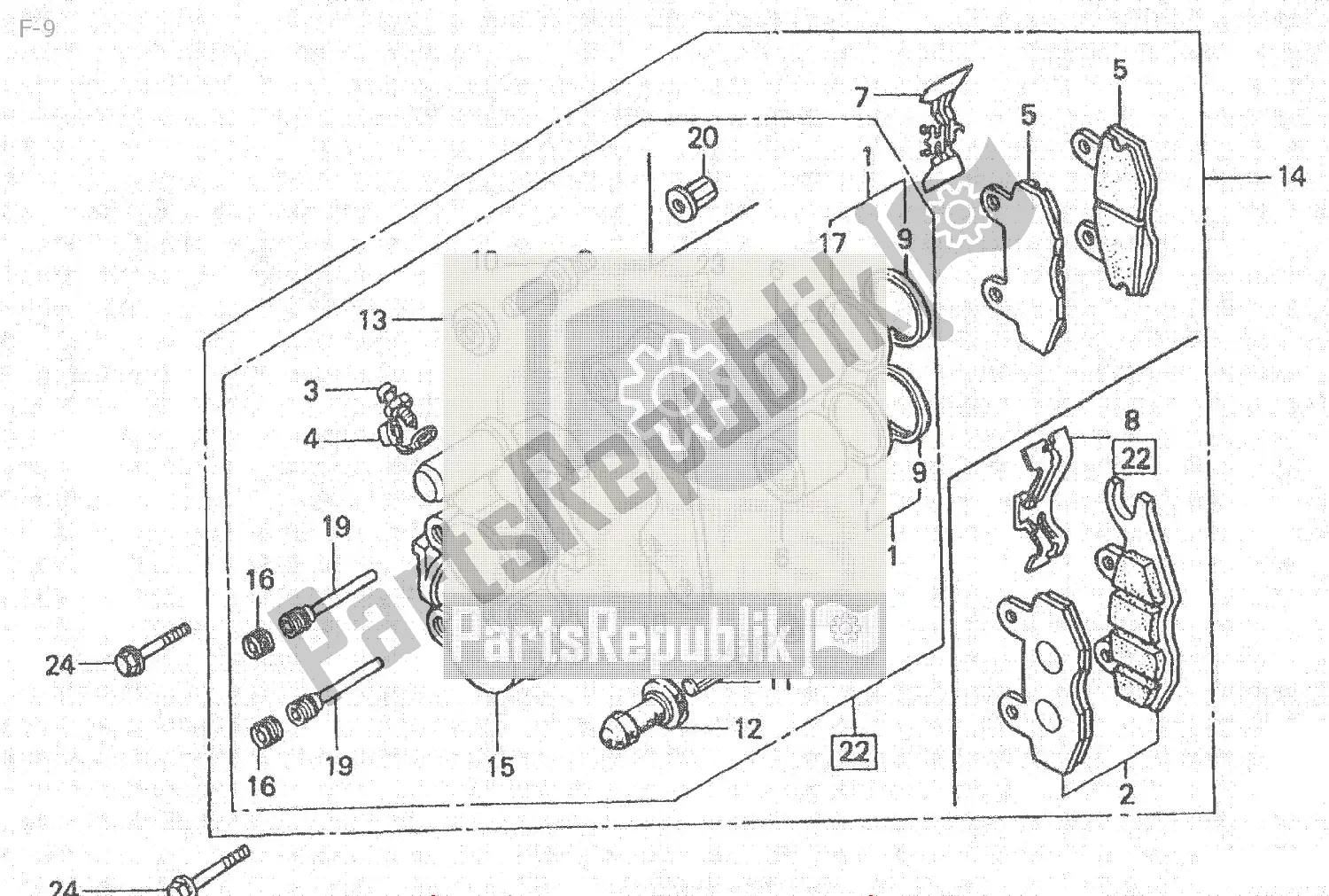 All parts for the F-9 of the Honda NSR 80 1988