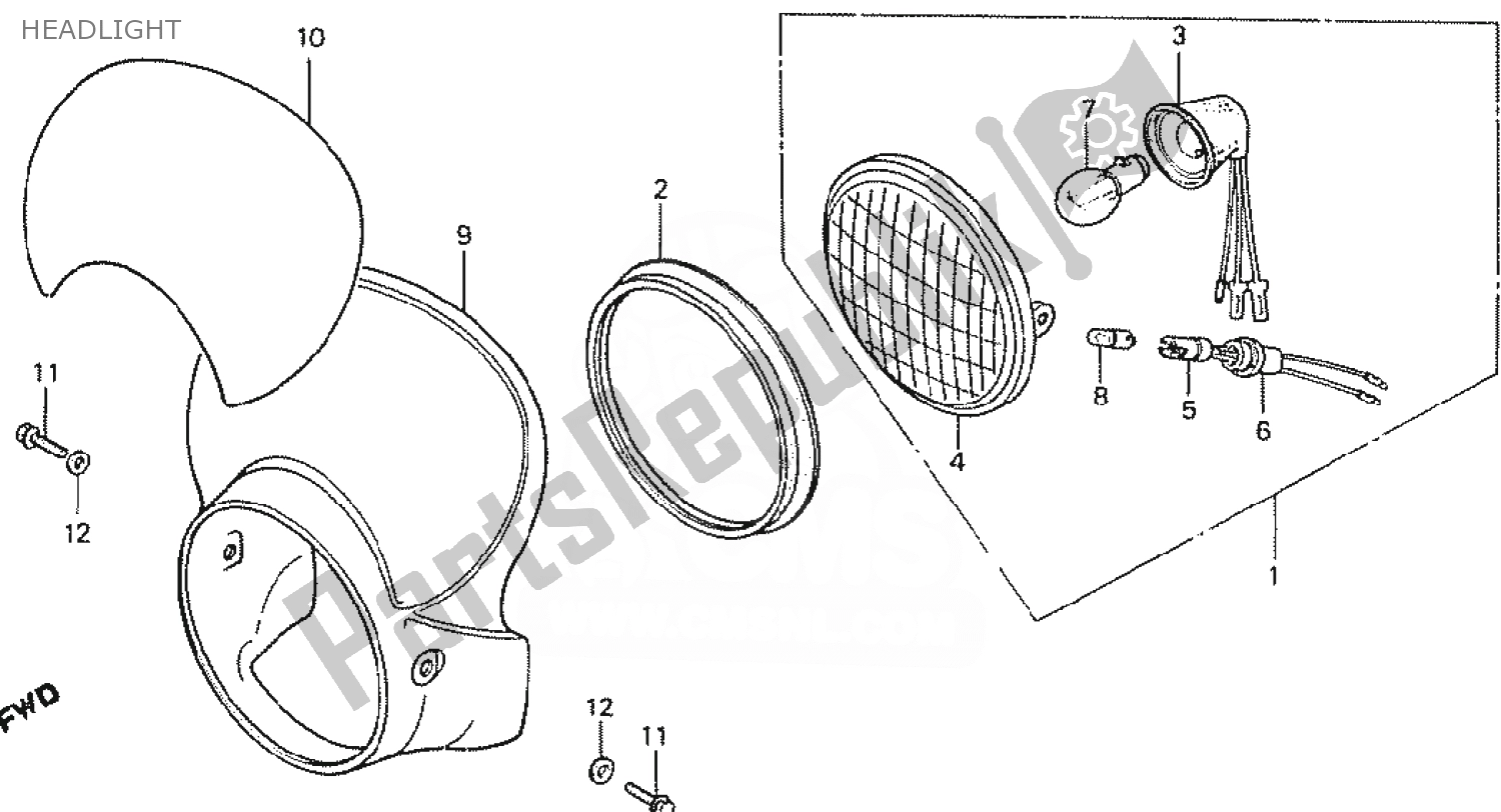 Alle onderdelen voor de Koplamp van de Honda MTX 50 1985