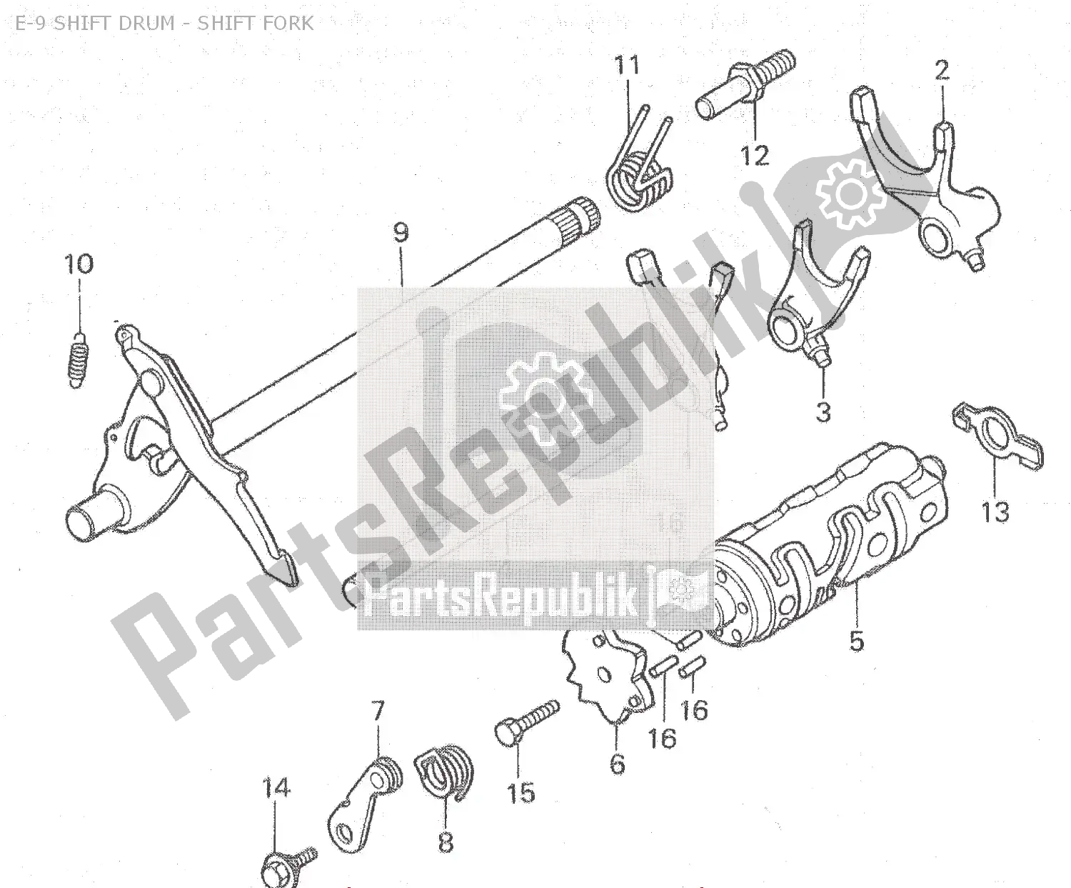 Toutes les pièces pour le E-9 Shift Drum - Shift Fork du Honda MB 80 1981