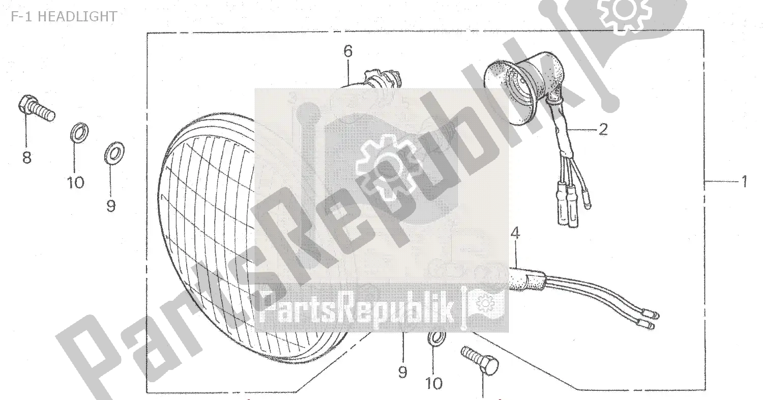 All parts for the F-1 Headlight of the Honda MB 80 1981