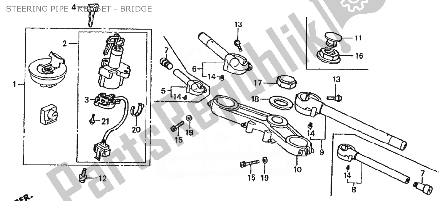 Todas las partes para Steering Pipe - Key Set - Bridge de Honda VFR 400 1986