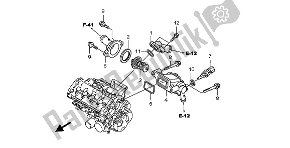 All parts for the Thermostat of the Honda CBF 600 NA 2010