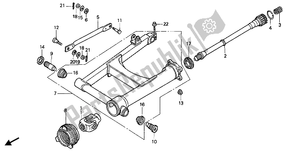 Toutes les pièces pour le Bras Oscillant Et Arbre D'hélice du Honda PC 800 1990