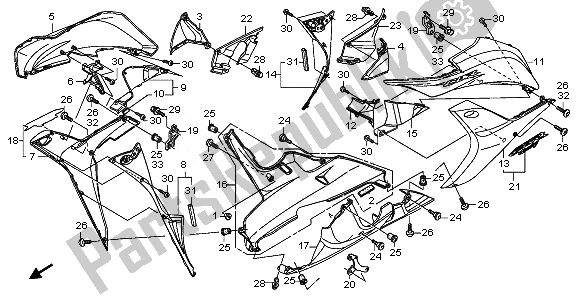 Todas as partes de Capuz Inferior do Honda CBR 600 RR 2008