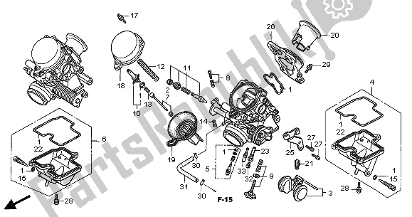 Todas as partes de Carburador (peças Componentes) do Honda CBF 500 2006