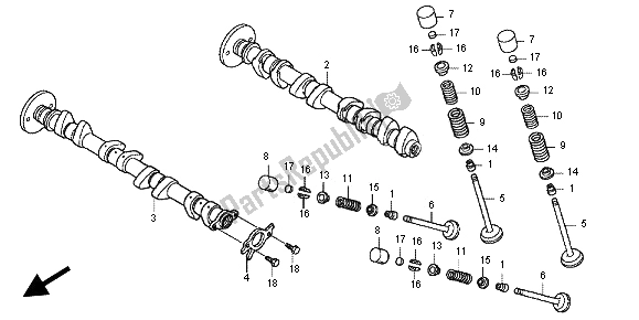 Alle onderdelen voor de Nokkenas & Klep van de Honda CBR 600 RA 2012
