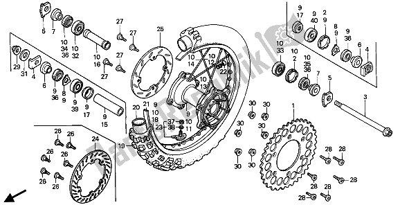 Todas las partes para Rueda Trasera de Honda CR 250R 1989